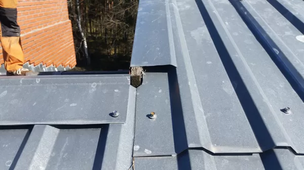 viss ūdens no vējamalas teši pa korītes caurumu tek iekšā