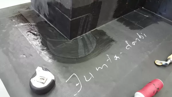 EPDM membrānas ārējā stūra izveide