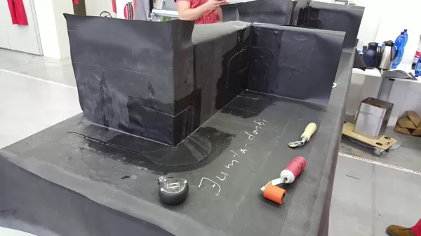 EPDM membrānas ārējā un iekšējā stūra izveide