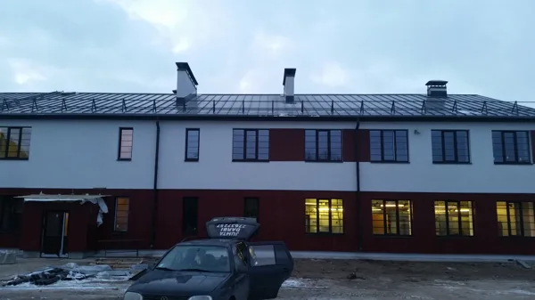 Dūmvada cepures uzstādīšana, dūmvada pieslēguma izveide un jumta trepes montāža